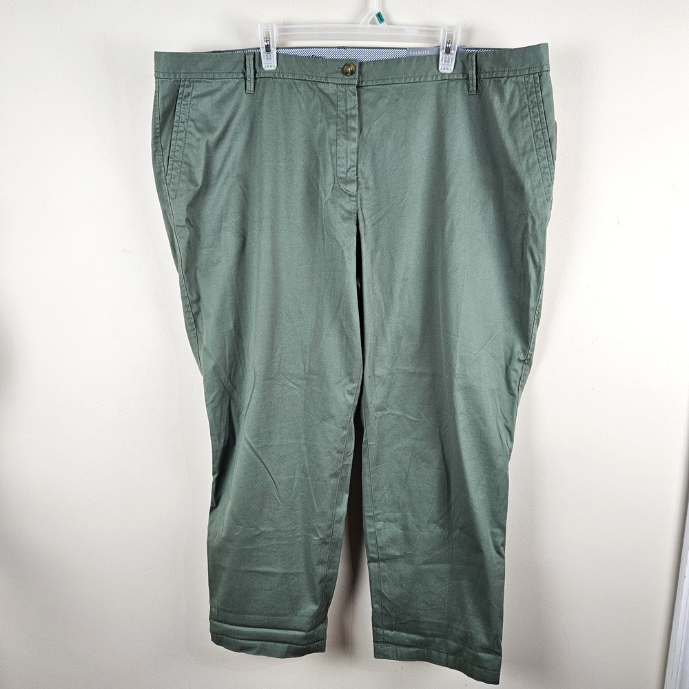 New! Talbots Pants Womens 22WP Green Ankle Chino Straight Stretch 46x27 relaxed